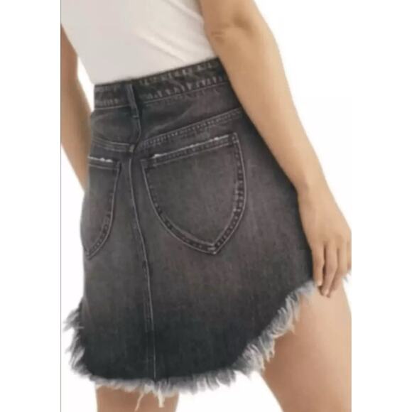 We The Free Womens Maverick Bailey Denim Mini Skirt 24 Black Fringe Boho Rodeo - Picture 3 of 13